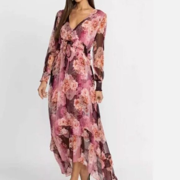 Johnny Was Carina Silk Floral Ruffled Tiered Maxi Dress with Slip NWT $445 - Picture 2 of 10